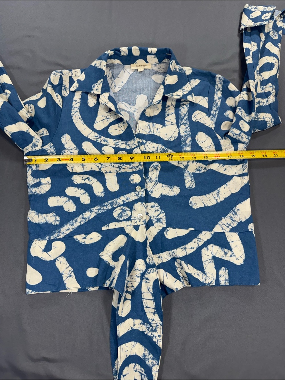 Haute Hippie Blue & White Tie-Front Button Down Shirt - Picture 6 of 7